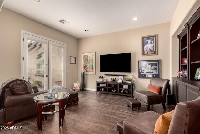 20532 W Summit Pl, Buckeye, AZ 85396 - living room with dark wood-type flooring, recessed lighting, and baseboards