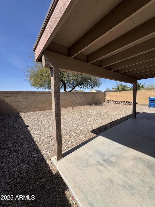 view of patio with a fenced backyard