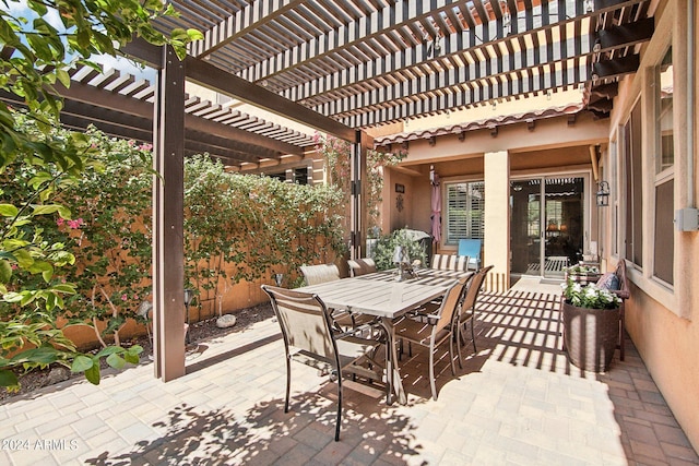 view of patio / terrace featuring a pergola