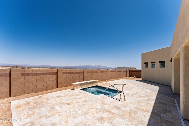 6397 E Red Oak Cir, Hereford, AZ 85615 - view of pool with a fenced backyard, a patio, and an in ground hot tub