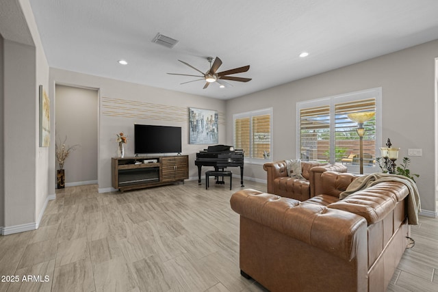 5250 S Wesley Cir, Mesa, AZ 85212 - living area featuring ceiling fan, baseboards, and recessed lighting