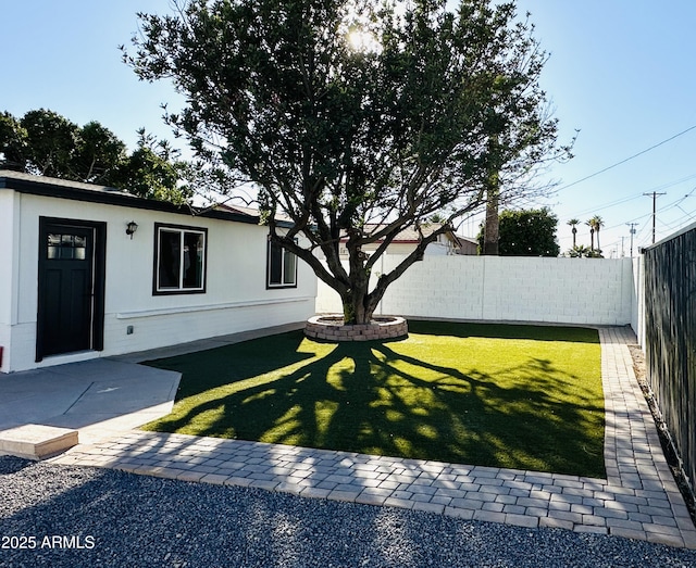 view of yard with a fenced backyard