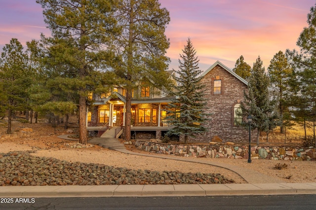 view of front of property with a porch