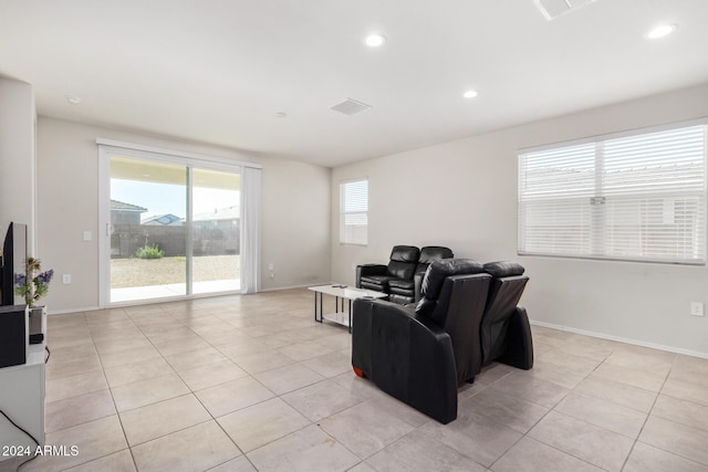 view of tiled living room