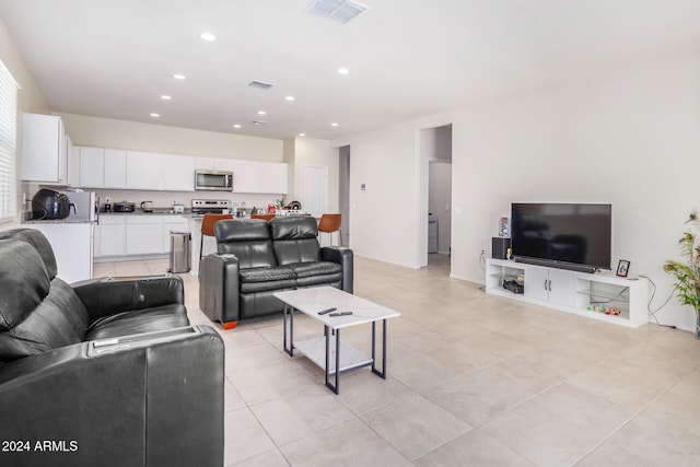 view of tiled living room