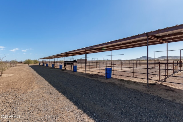 exterior space featuring a mountain view and a rural view