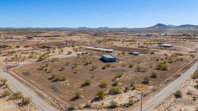 bird's eye view featuring a mountain view and a rural view