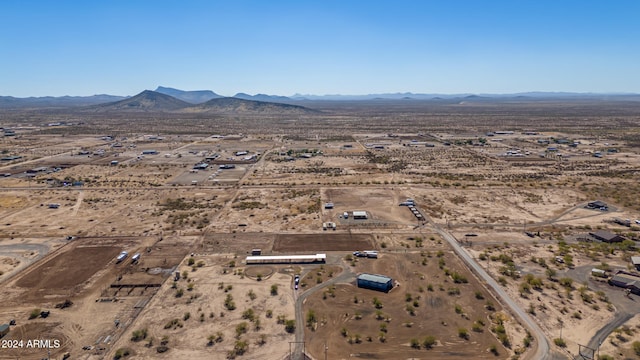 bird's eye view with a mountain view