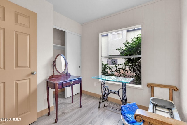 office space featuring light hardwood / wood-style floors