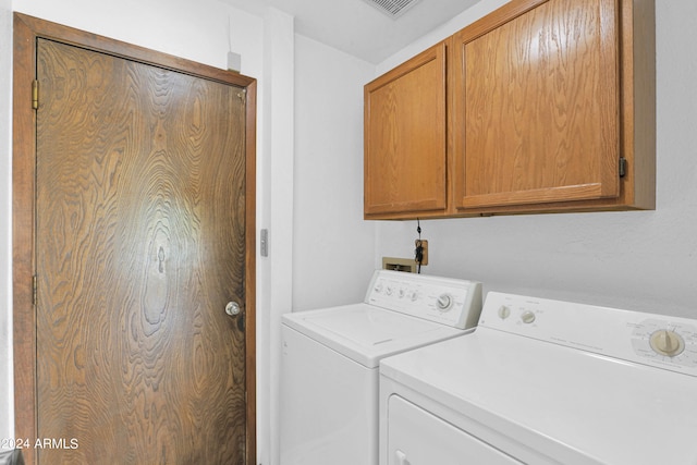 laundry area featuring cabinets and separate washer and dryer