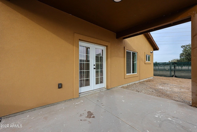 view of patio featuring french doors