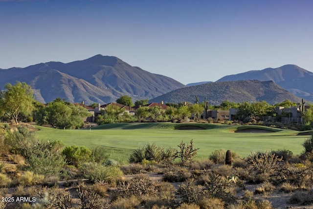 mountain view featuring view of golf course