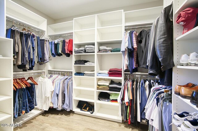 spacious closet with wood finished floors