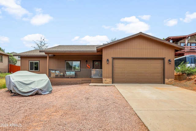 single story home with a garage