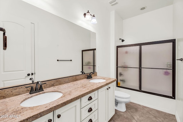 37308 N 100th Pl, Scottsdale, AZ 85262 - bathroom featuring toilet, double vanity, a sink, and visible vents