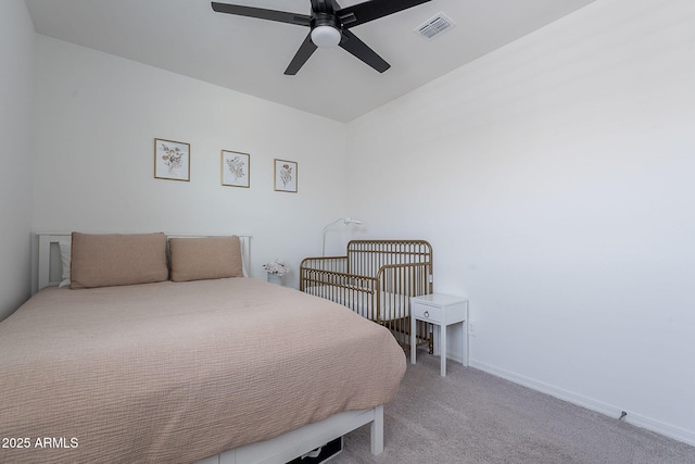 6117 S Adelle, Mesa, AZ 85212 - bedroom with baseboards, a ceiling fan, carpet flooring, and visible vents