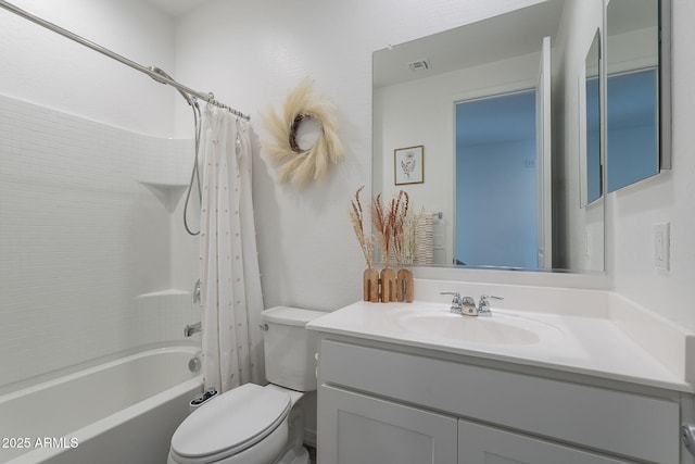 6117 S Adelle, Mesa, AZ 85212 - bathroom featuring visible vents, shower / tub combo, toilet, and vanity