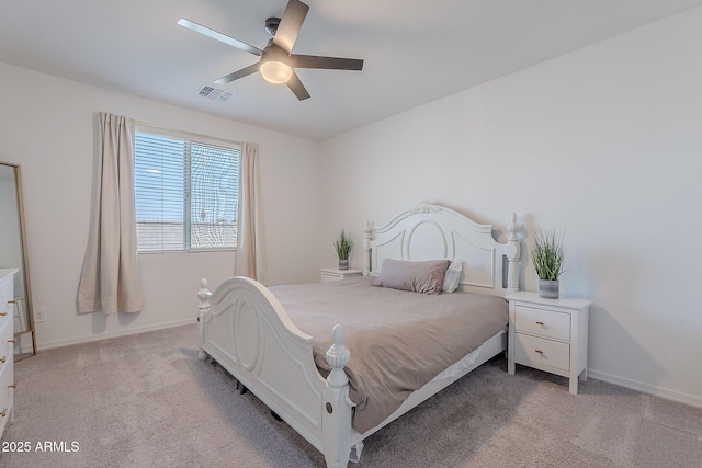 6117 S Adelle, Mesa, AZ 85212 - bedroom featuring light colored carpet, a ceiling fan, visible vents, and baseboards
