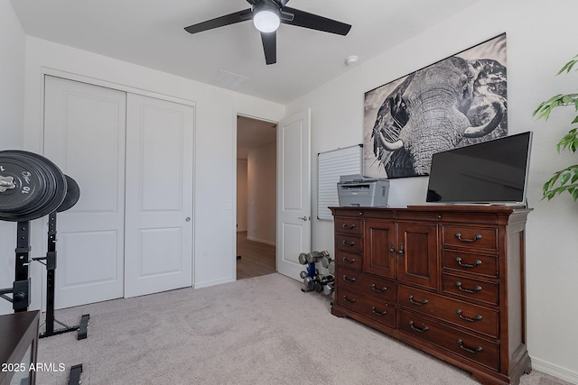 6117 S Adelle, Mesa, AZ 85212 - bedroom with carpet floors, a ceiling fan, baseboards, and a closet