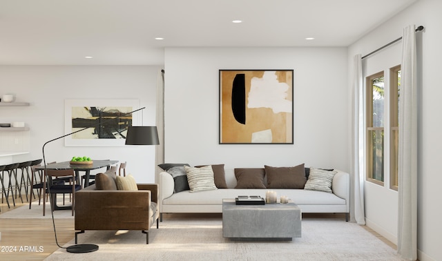 living room with light hardwood / wood-style floors