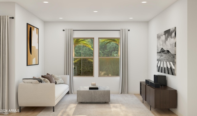 living room with light wood-type flooring