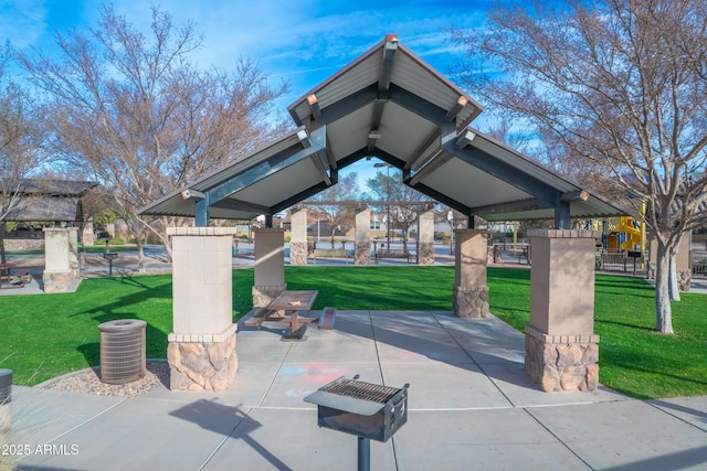 view of patio featuring a gazebo