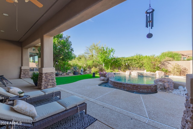 view of patio / terrace with ceiling fan