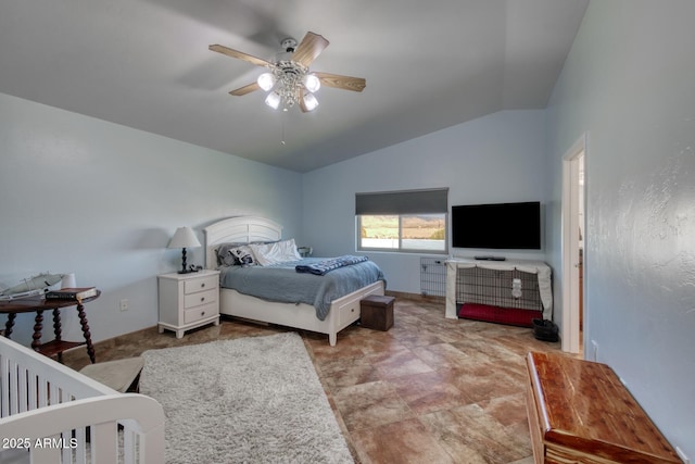 3298 W Monte Vista Trl, Benson, AZ 85602 - bedroom with lofted ceiling and ceiling fan