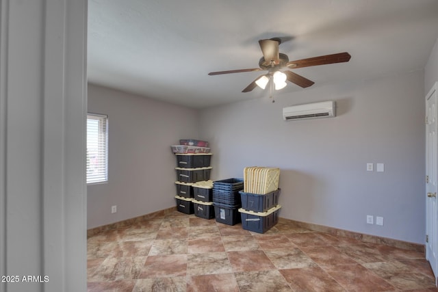 3298 W Monte Vista Trl, Benson, AZ 85602 - living area with baseboards, a ceiling fan, and a wall unit AC