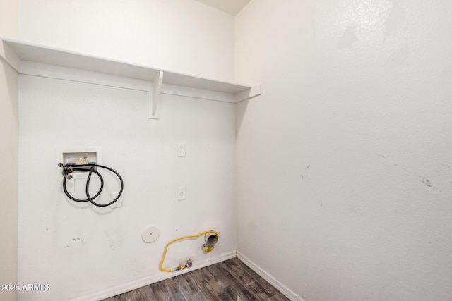 16118 W Morning Glory St, Goodyear, AZ 85338 - laundry room with hookup for a gas dryer, dark wood-type flooring, and washer hookup