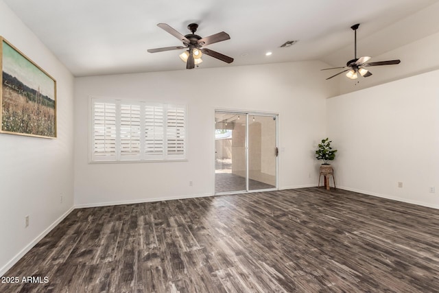 16118 W Morning Glory St, Goodyear, AZ 85338 - unfurnished room featuring a ceiling fan, wood finished floors, and vaulted ceiling