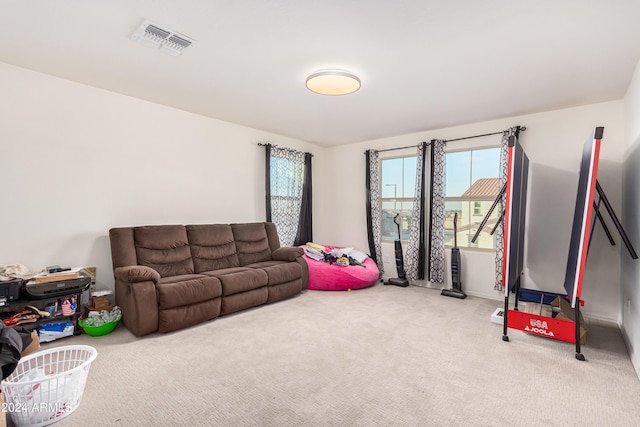 living room with carpet flooring