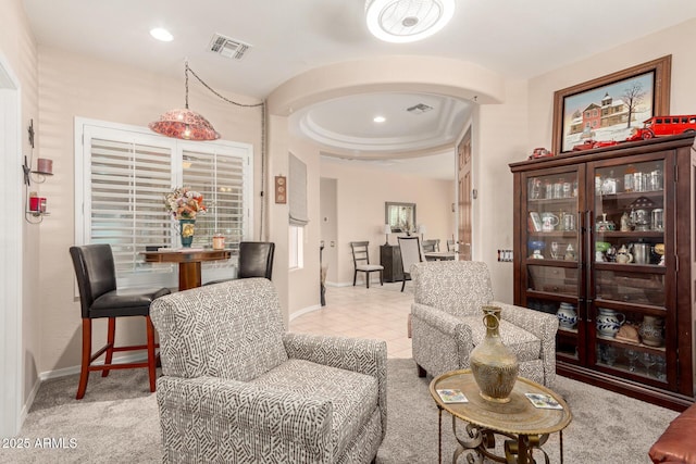 interior space with recessed lighting, visible vents, and baseboards
