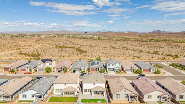 bird's eye view with a mountain view