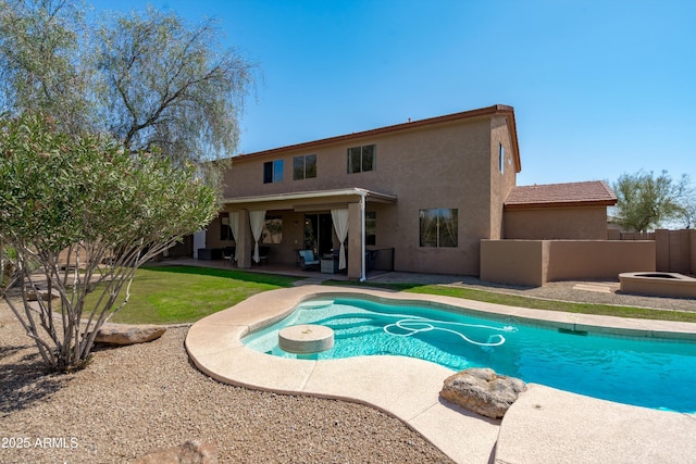 view of pool featuring a fenced in pool, a patio, and fence