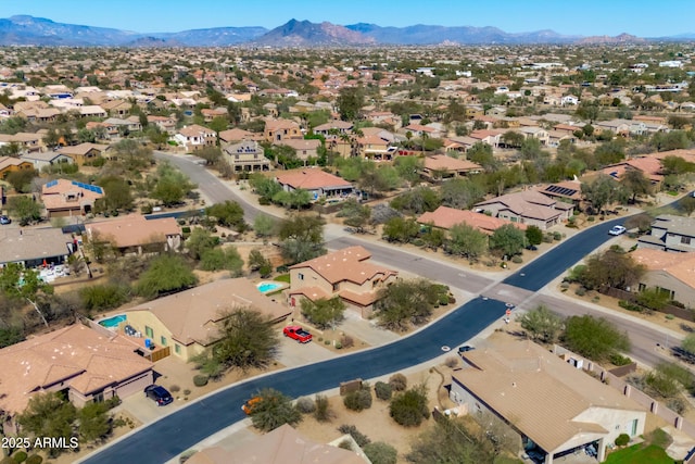 bird's eye view with a mountain view and a residential view