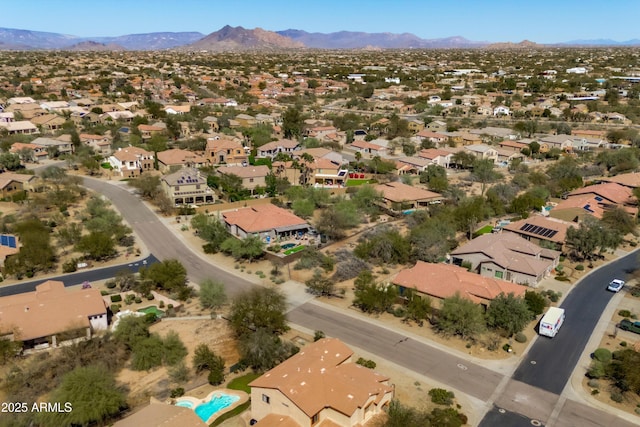 birds eye view of property featuring a residential view and a mountain view