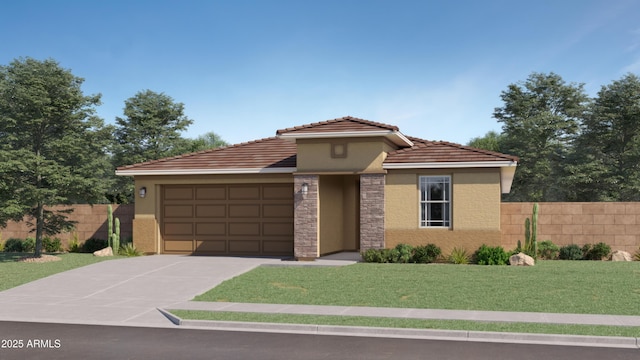 8154 E Petra Ave, Mesa, AZ 85212 - view of front of house featuring a garage, stucco siding, concrete driveway, and a tile roof