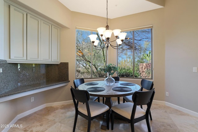 dining room with an inviting chandelier