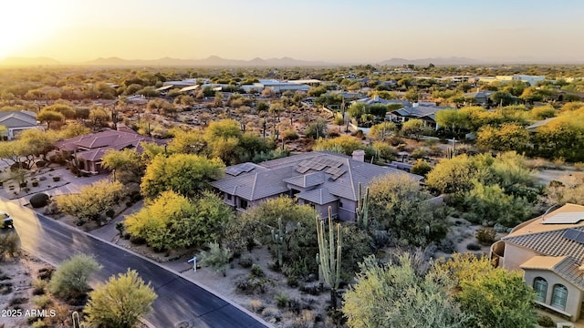 view of aerial view at dusk