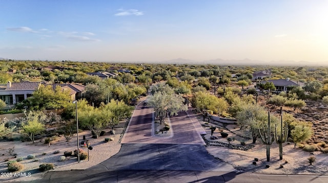 view of aerial view at dusk