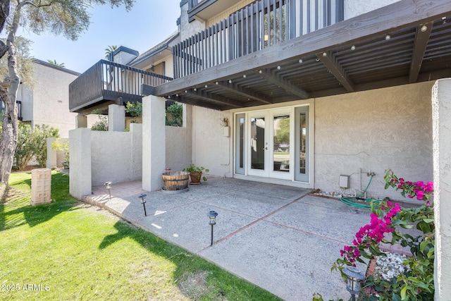 view of patio featuring french doors