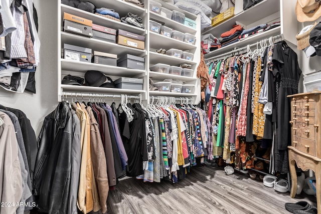 walk in closet featuring hardwood / wood-style floors