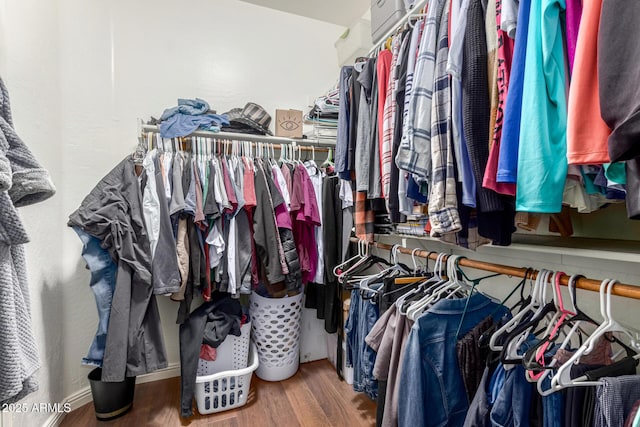 spacious closet with wood finished floors