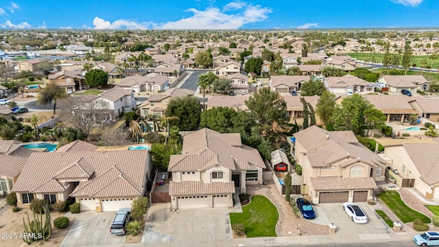 drone / aerial view with a residential view