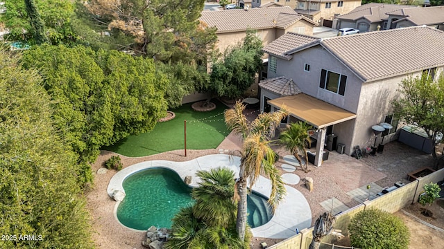 bird's eye view with a residential view