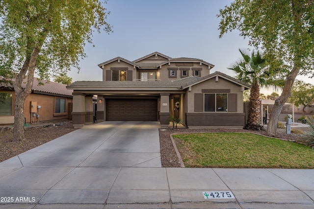 view of front of property featuring a garage