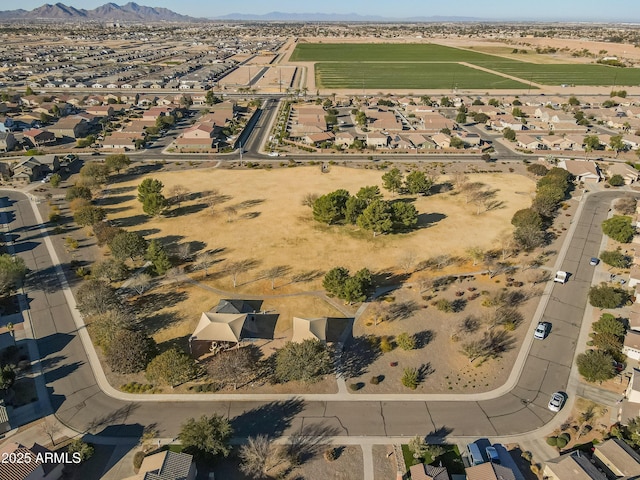 drone / aerial view featuring a mountain view