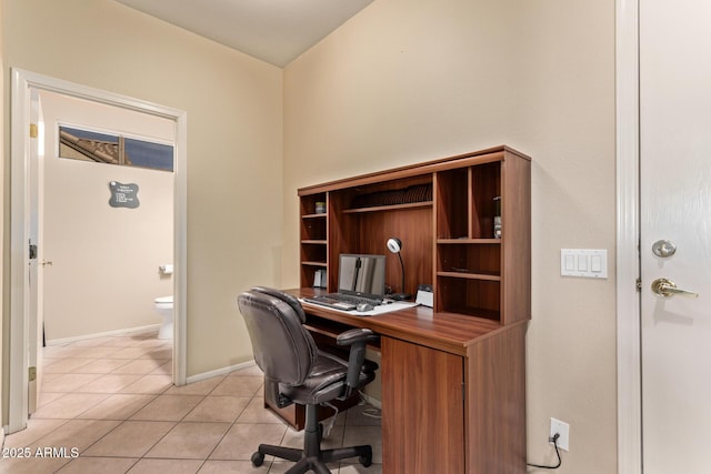 view of tiled home office