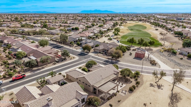 birds eye view of property featuring a mountain view